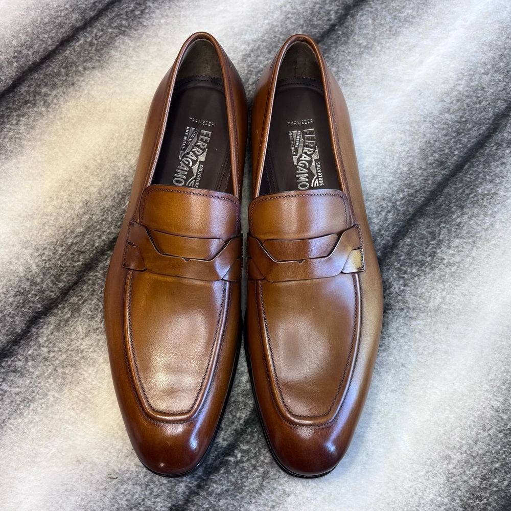 Salvatore Ferragamo Tramezza Backer Ambre Calf Leather Loafer